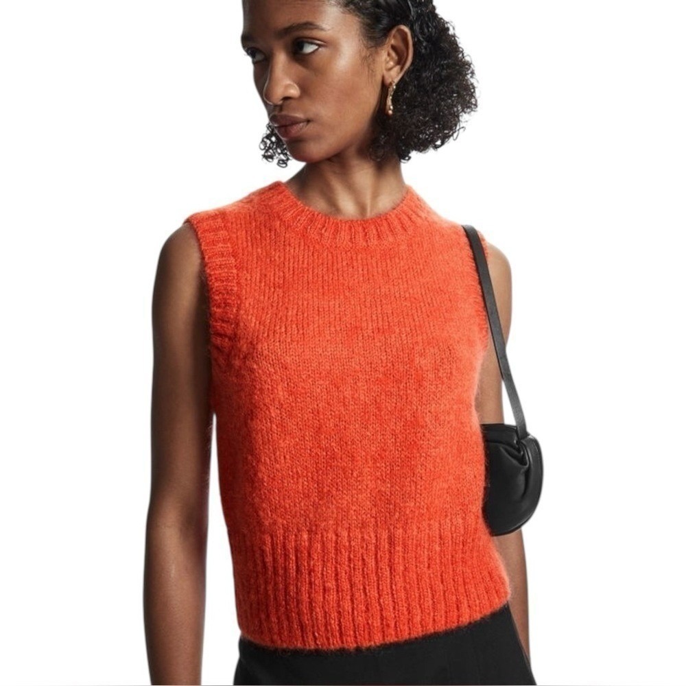 COS Mohair / Wool Blend Sweater Vest Orange ASO Wednesday‎ / Size XS NWT